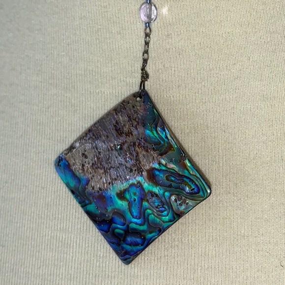 Necklace Beaded with Drop Pendant Blue/Purple - Picture 4 of 8